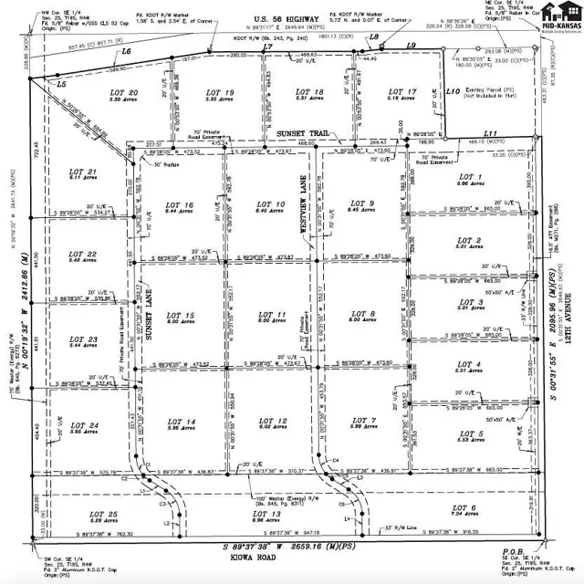 Subdivision plat map showing multiple lots with street names and dimensions.