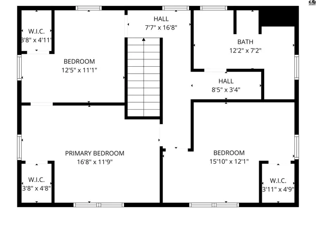 Floor plan shows a two-bedroom layout with a primary bedroom, two closets, and a bathroom.
