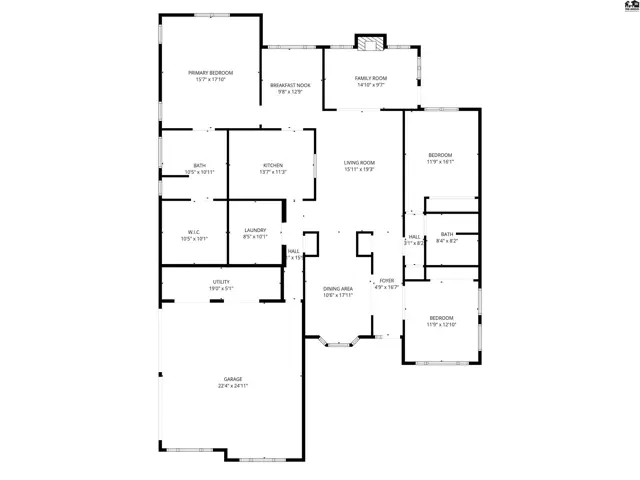 Spacious floor plan includes four bedrooms, three bathrooms, and a two-car garage.