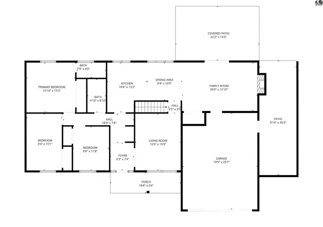 Floor plan shows a spacious home with a primary bedroom, multiple bedrooms, and a large family room.