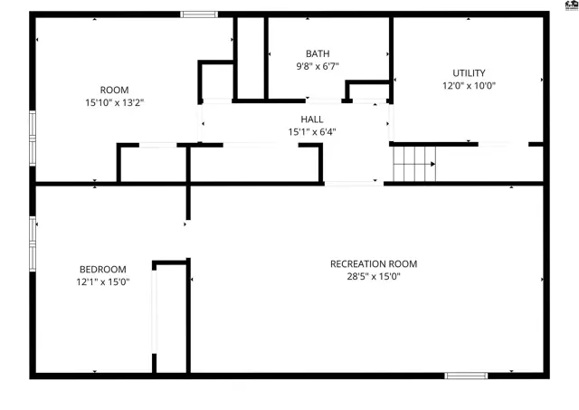 Floor plan shows a basement with a recreation room, bedroom, bath, and utility area.