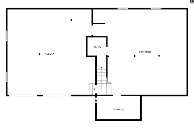 This floor plan shows a garage, utility room, basement, and storage area.